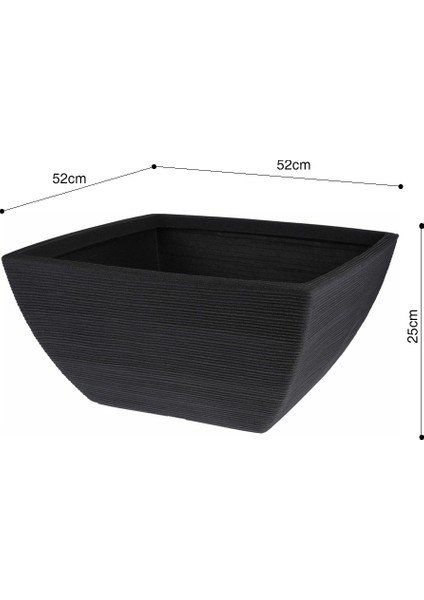 Yivli Antrasit Plastik Kare Saksı G 52 cm D 52 cm Y 25 cm modelleri