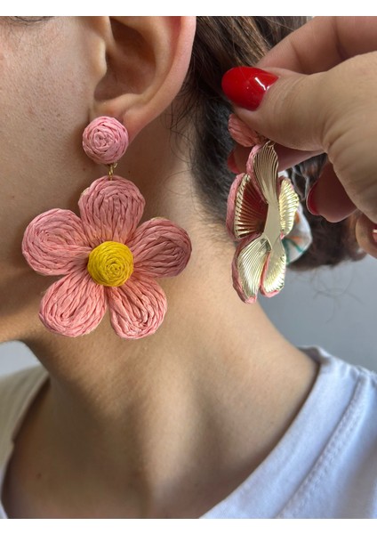 El Yapımı Çiçek Küpe Kadın Küpe 8x8 cm fiyatları