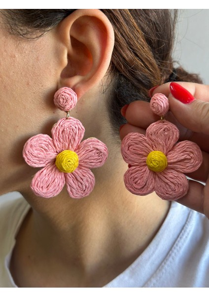 El Yapımı Çiçek Küpe Kadın Küpe 8x8 cm fırsatları