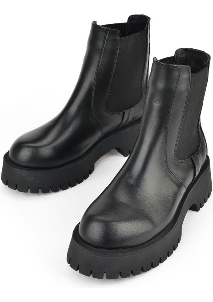 , Kadın Hakiki Deri Bot 15319Z66453 Siyah