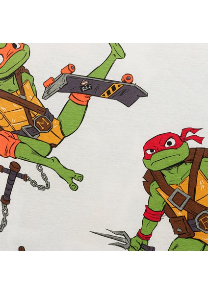Genç Mutant Ninja Kaplumbağalar Baskılı Bisiklet Yaka Beyaz Erkek Tişört modelleri