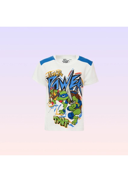 Genç Mutant Ninja Kaplumbağalar Ninja Power Mavi Beyaz Erkek Çocuk Tişört
