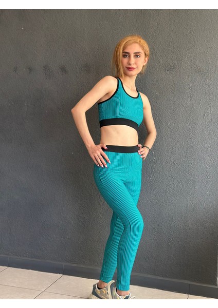 Spor Çizgili Büstiyer Tayt Takım modelleri