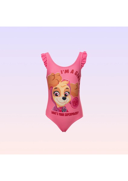 Paw Patrol Baskılı Pembe Kız Çocuk Mayo