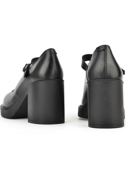 , Kadın Hakiki Deri Ayakkabı 1531050Z25101802Y Siyah