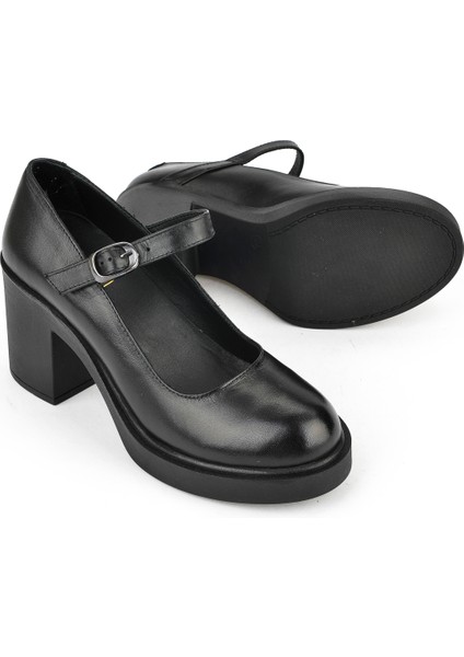 , Kadın Hakiki Deri Ayakkabı 1531050Z25101802Y Siyah