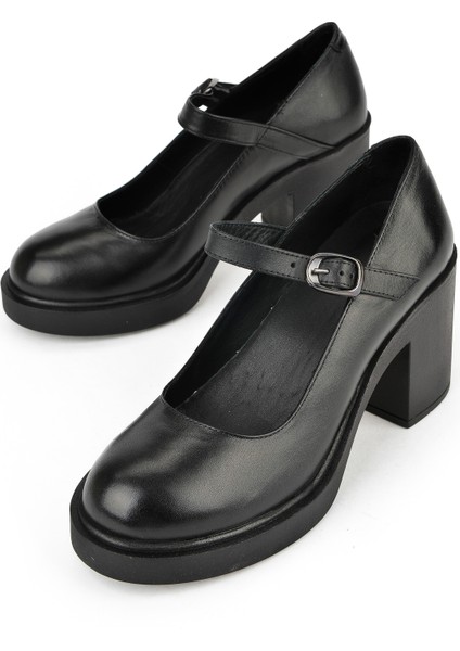 , Kadın Hakiki Deri Ayakkabı 1531050Z25101802Y Siyah