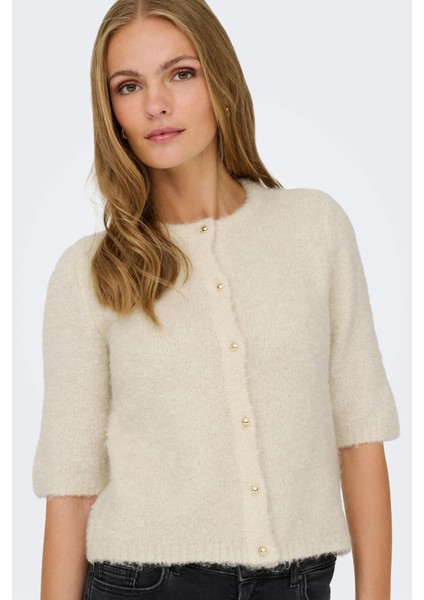 Kadın Onlcılle Kısa Kollu Yünlü Örme Hırka 15350782 Krem