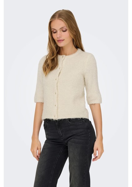 Kadın Onlcılle Kısa Kollu Yünlü Örme Hırka 15350782 Krem fiyatları