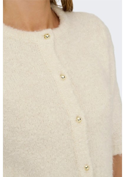 Kadın Onlcılle Kısa Kollu Yünlü Örme Hırka 15350782 Krem modelleri