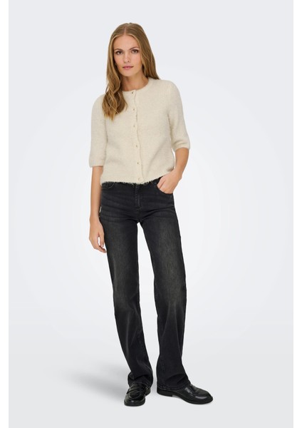 Kadın Onlcılle Kısa Kollu Yünlü Örme Hırka 15350782 Krem fırsatları