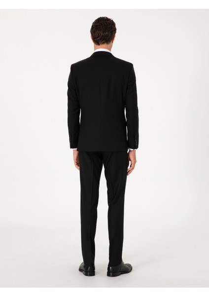 Erkek Siyah Slim Fit %100 Yün Mono Yaka Takım Elbise 50310092-VR046 indirimleri