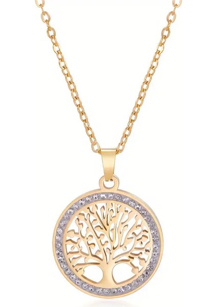 Altın Kaplama Hayat Ağacı Kolye 925 Ayar Gümüş -316L Paslanmaz Çelik Zincir modelleri