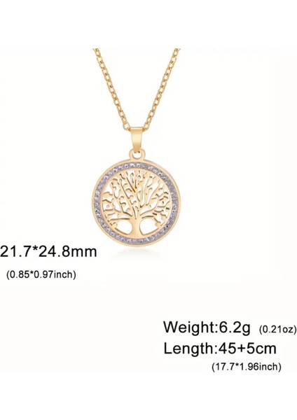 Altın Kaplama Hayat Ağacı Kolye 925 Ayar Gümüş -316L Paslanmaz Çelik Zincir indirimleri