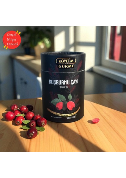 Amasya Kuşburnu Çayı 250 gr – Bitki Çayı, Gerçek Meyve Taneli Silindir Kutu