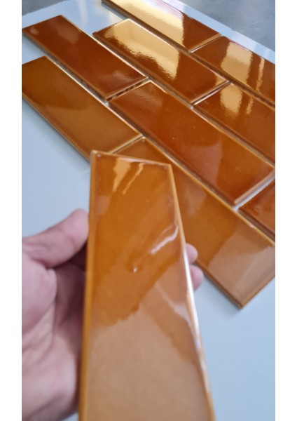 7x21 Cm Düz Karamel Çini Seramik