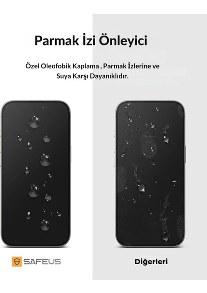 iPhone 17 Pro 9h+ Tam Kaplayan Toz Filtreli Parmak Izi Bırakmayan Safir Ekran Koruyucu Cam