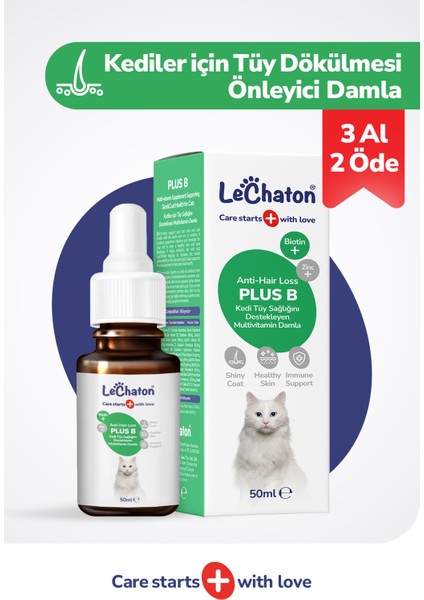 Kedi Tüy Döküm Dökülmesi Önleyici Engelleyici Damla Kediler Için Biyotin Multivitamin Plus B - 50 ml