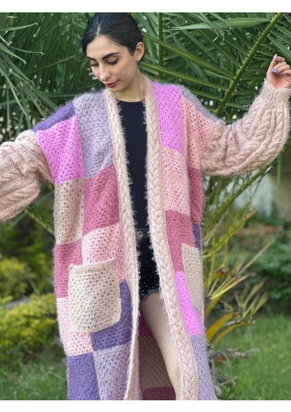 El Örgüsü Yumuşak Oversize Kadın Uzun Hırka modelleri
