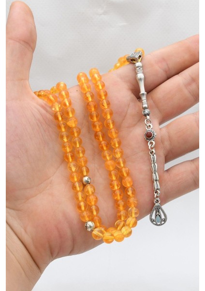 Doğal Sitrin Taşlı 99'lük Tesbih Metal Püsküllü 6mm Küre Kesim 902278 fırsatları