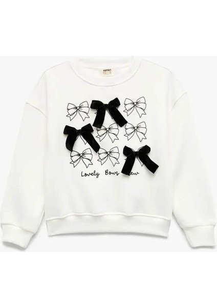 Fiyonk Detaylı Ekru Kız Çocuk Sweatshirt 6WKG10124AK