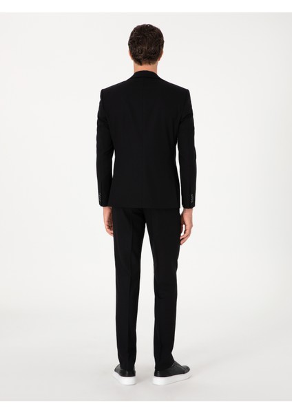 Erkek Siyah Slim Fit Yün Karışımlı Klasik Kumaş Pantolon 50314681-VR046