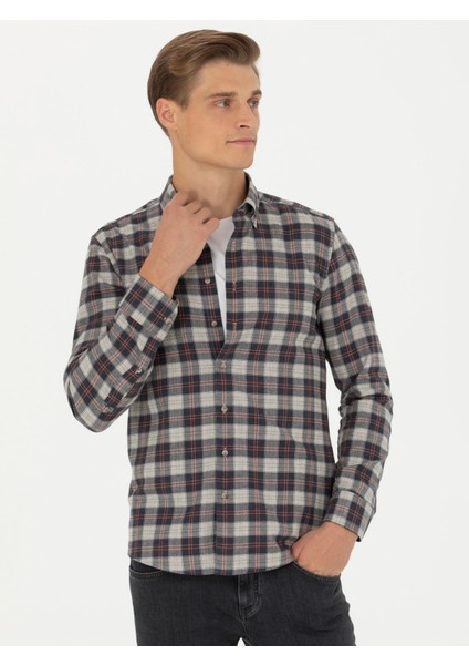 Erkek Bej Slim Fit Uzun Kollu Gömlek 50282560-VR011