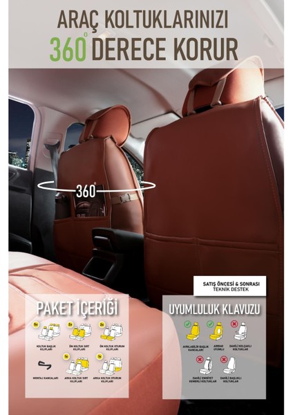 Fiat Linea Actual Uyumlu Oto Koltuk Kılıfı Deri, Kumaş Elegance Tarçın indirimleri