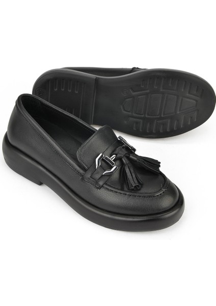 , Kadın Hakiki Deri Ayakkabı 1531050Z26102309K Siyah fırsatları