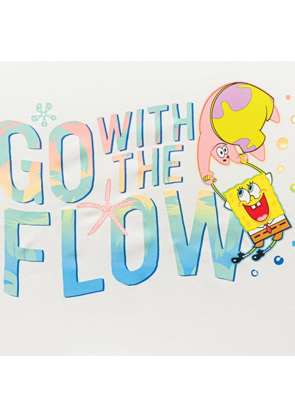 Sünger Bob Kare Pantolon ve Patrick Yıldız Go Flow Baskılı Bisiklet Yaka Beyaz Erkek Çocuk Tişört modelleri