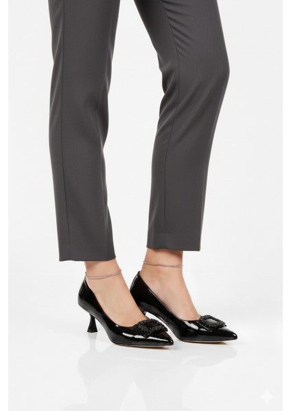 Siyah Kırışık Rugan Hafif Kadın Abiye Ayakkabı 357172 Z modelleri