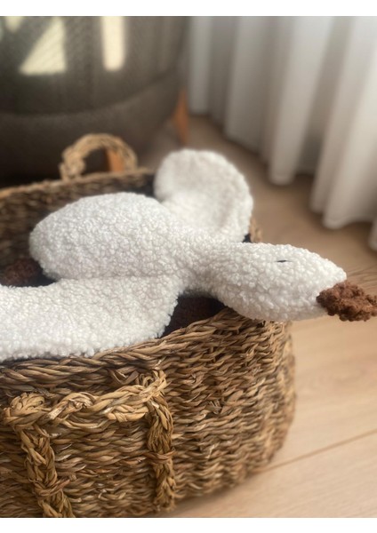 Sevimli Ördek Uyku Arkadaşı ve Peluş Oyuncak Beyaz-Camel 38 cm modelleri