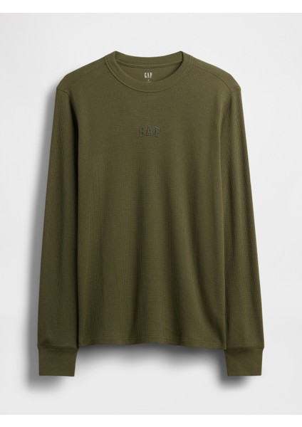 Erkek Yeşil Gap Logo Waffle-Knit Bisiklet Yaka T-Shirt fiyatları