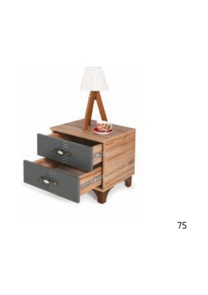 Bera Atlantik Çam - Antrasit 2 Çekmeceli Tuğçe Komidin fiyatları