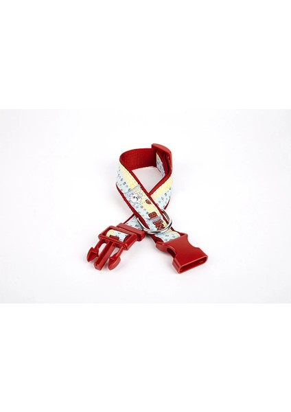 Doggie Pati Desenli Dokuma Köpek Boyun Tasması 3 cm x 36-60 cm Kırmızı