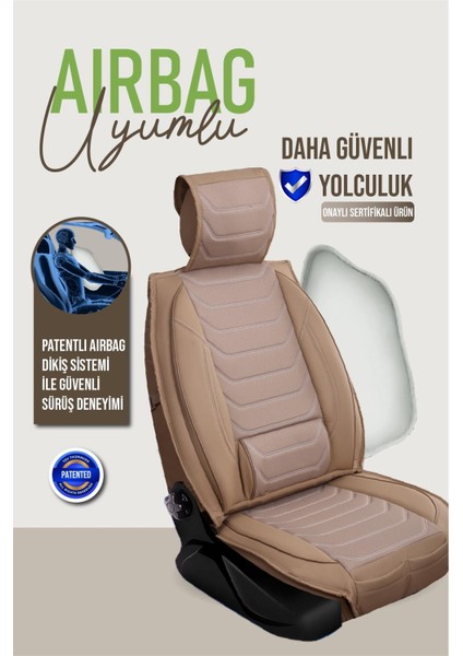 Fiat Egea Urban Plus Uyumlu Oto Koltuk Kılıfı Deri, Kumaş Elegance Bej modelleri