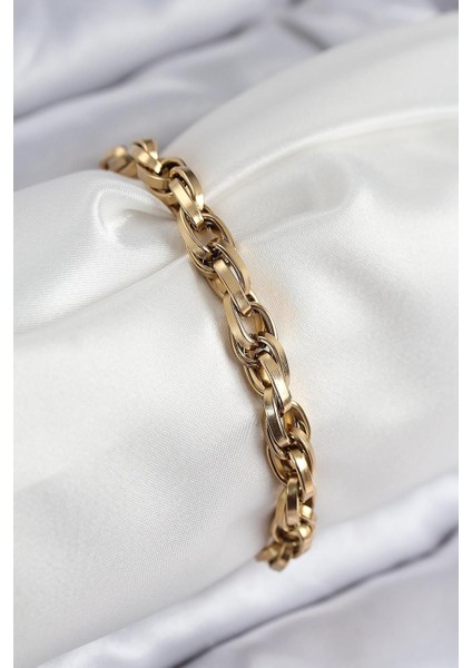 316L Çelik Örgü Model Gold Renk Kadın Bileklik - PRT3500EB08717