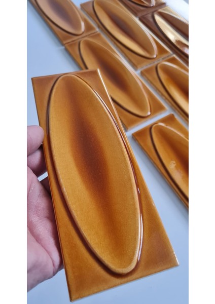 7x21 Cm Elips Karamel Çini Seramik