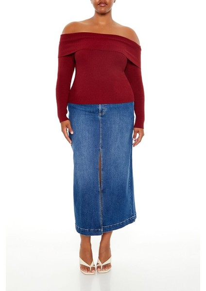 Plus Size Madonna Yaka Kazak fırsatları