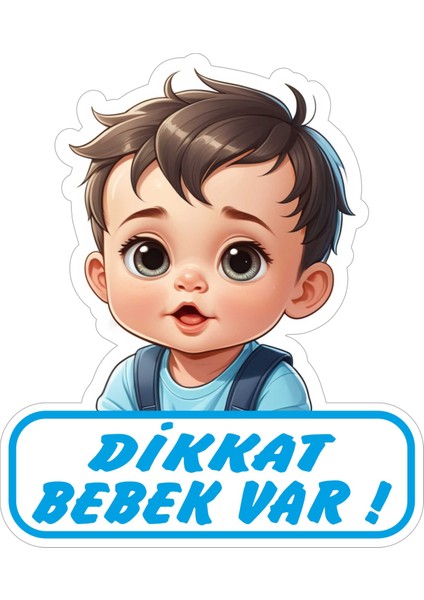 3 Adet 17X20 cm Dikkat Bebek Var V4 Sticker Laptop Kask Araba Motor Sticker