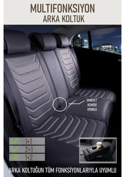 Seat Leon Fr Uyumlu Oto Koltuk Kılıfı Deri, Kumaş Elegance Füme