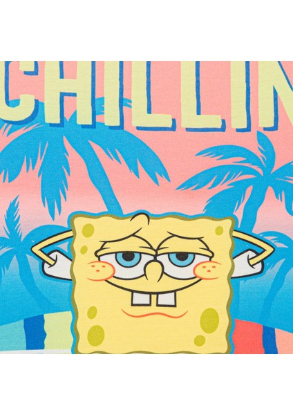 Sünger Bob Kare Pantolon Chillin Baskılı Bisiklet Yaka Renkli Erkek Çocuk Tişört modelleri