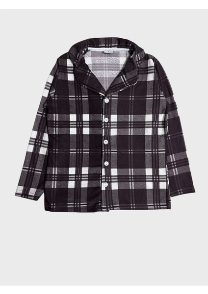 Baba-Oğul Pamuklu Süet Kumaş Kahverengi Ekose Desenli Gömlek Yaka Düğmeli Pijama Takımı fırsatları