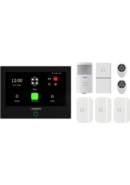 Akıllı Alarm Güvenlik Kiti Bataryalı Dokunmatik Ekran Uzaktan Kumanda Kapı Pencere Hareket Su Baskını Sensörü X7570