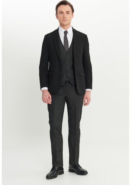 Slim Fit Dar Kesim Mono Yaka Kapak Cepli Yelekli Takım Elbise fiyatları