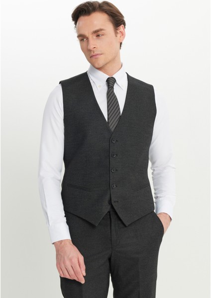 Slim Fit Dar Kesim Mono Yaka Kapak Cepli Yelekli Takım Elbise modelleri