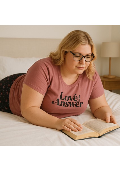 Büyük Beden Pijama Takımı Pembe Baskılı Lo-Ans indirimleri