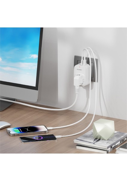 Akım Korumalı Priz 1x Priz, 2x Type-C, 1x USB Port Çıkışlı Tekli Priz modelleri