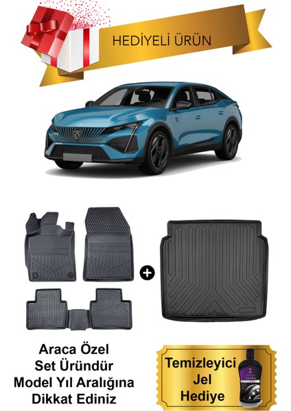 Peugeot 408 2023 ve Sonrası 3D Havuzlu Paspas & Bagaj Havuzu Seti (Temizleyici Jel Hediye)