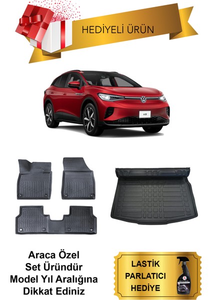 Volkswagen Id4 2024 - 2025 Araca Özel 4d Havuzlu Paspas ve Bagaj Havuzu Set (Hediyeli)